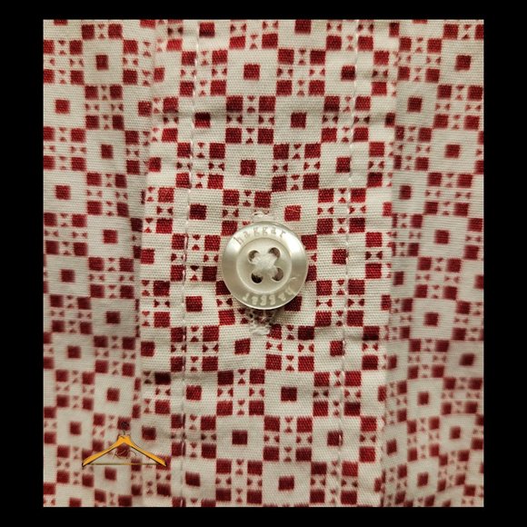 Haggar Casual Shirt - XXL, Trim Fit, Short Sleeve, Red/White Geometric Print - Picture 4 of 6
